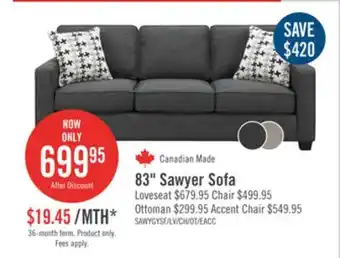 The Brick Sawyer linen-look fabric sofa - charcoal grey offer