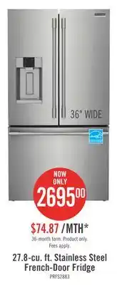 The Brick Frigidaire professional 27.8 cu. ft. french-door refrigerator - prfs2883af offer