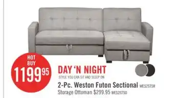 The Brick Weston 2-piece linen-look fabric right-facing futon sectional - steel offer