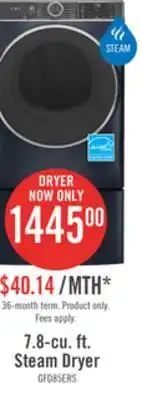 The Brick Ge 7.8 cu. ft. front load electric dryer with wi-fi washer link and sanitize offer