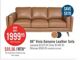 The Brick Vivia top-grain genuine leather sofa - caramel offer