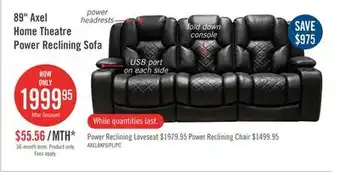 The Brick Axel leather-look fabric power reclining sofa with power headrest - black offer