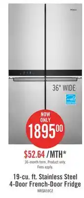 The Brick Whirlpool 19.4 cu. ft. 4-door french-door refrigerator - wrqa59cnkz offer