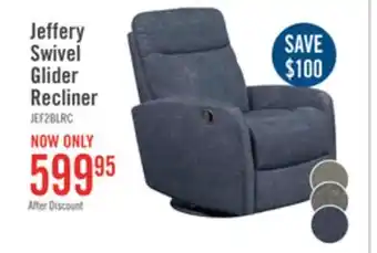 The Brick Jeffery velvet swivel glider recliner - indigo offer
