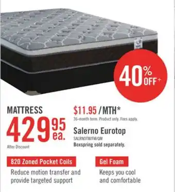 The Brick Springwall salerno eurotop twin mattress offer