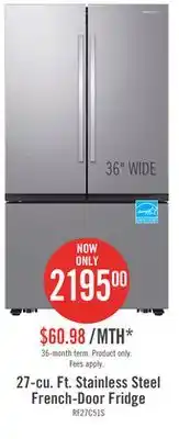 The Brick Samsung 27 cu. ft. french-door refrigerator with dual auto ice maker - rf27cg5100sraa offer