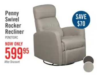 The Brick Penny linen-look fabric swivel rocker recliner - taupe offer