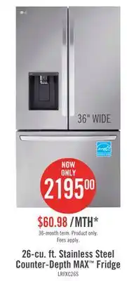 The Brick Lg 26 cu. ft. smart counter-depth max refrigerator with dual ice makers - lrfxc2606s offer