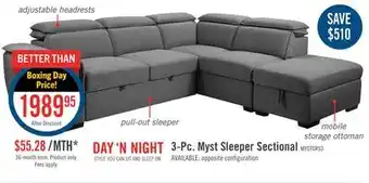 The Brick Myst 3-piece right-facing linen-look fabric sleeper sectional - ash offer