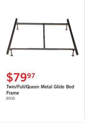 The Brick Twin/full/queen metal glide bed frame offer
