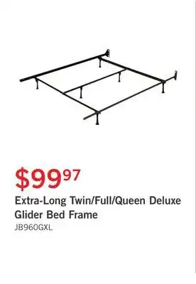 The Brick Extra-long twin/full/queen deluxe glider bed frame offer