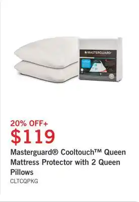 The Brick Masterguard cooltouch queen mattress protector with 2 queen pillows offer