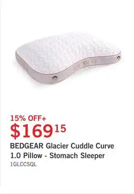 The Brick Bedgear glacier cuddle curve 1.0 pillow - stomach sleeper offer