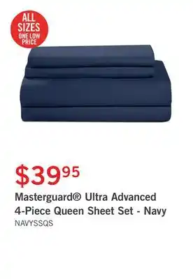 The Brick Masterguard ultra advanced 4-piece queen sheet set - navy offer