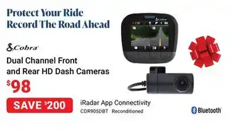 Visions Electronics Cobra dual channel front and rear hd dash cameras offer