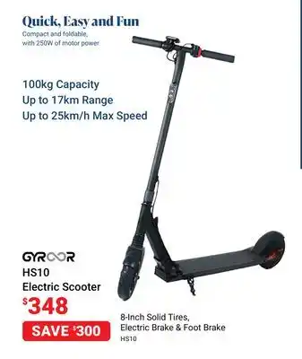 Visions Electronics Gyroor hs10 electric scooter offer