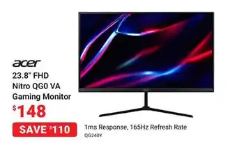 Visions Electronics Acer 23.8 fhd nitro qg0 va gaming monitor offer