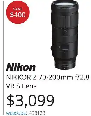 Vistek Nikkor z 70-200mm f/2.8 vr s lens offer