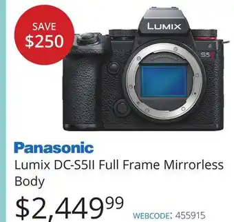Vistek Panasonic lumix dc-s5ii full frame mirrorless body offer
