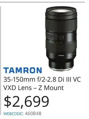 Vistek Tamron 35-150mm f/2-2.8 di iii vc vxd lens-z mount offer
