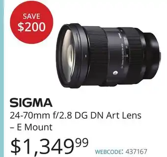 Vistek Sigma 24-70mm f/2.8 dg dn art lens-e mount offer