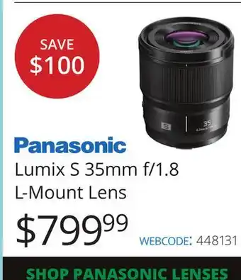 Vistek Panasonic lumix s 35mm f/1.8 l-mount lens offer