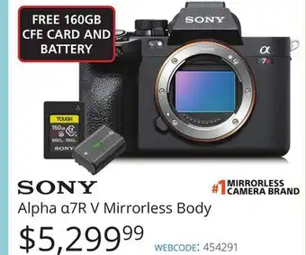 Vistek Sony alpha α7r v mirrorless body offer