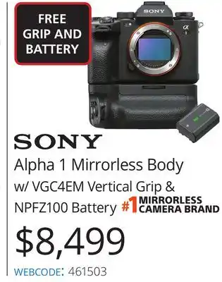 Vistek Sony alpha 1 mirrorless body w/vertical grip offer