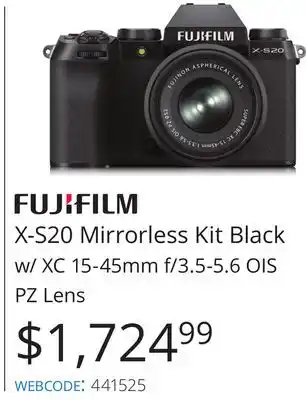 Vistek Fujifilm x mirrorless kit black w/xc 15-45mm f/3.5-5.6 ois pz lens offer