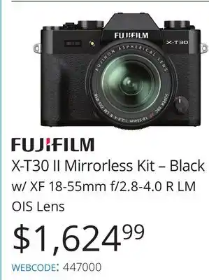 Vistek Fujifilm x-t30 ii mirrorless kit-black w/xf offer