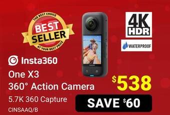 Visions Electronics Insta360 one x3 360° action camera offer