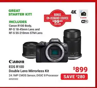 Visions Electronics Canon eos r100 double lens mirrorless kit offer