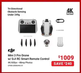Visions Electronics Dji mini 3 pro drone w/ dji rc smart remote control offer