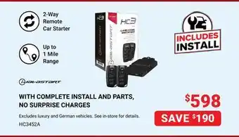 Visions Electronics Idatastart flex all-in-one 2-way remote car starter (hc3452a) offer