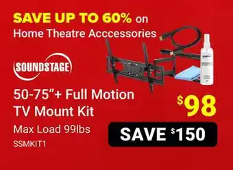 Visions Electronics Soundstage 50-75+ full motion tv mount kit offer