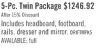 The Brick Driftwood 5-piece twin bedroom package offer