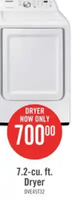 The Brick Samsung 7.2 cu. ft. electric dryer with sensor dry - dve45t3200w/ac offer