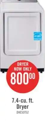 The Brick Samsung 7.4 cu. ft. electric dryer with sensor dry - dve50t5205w/ac offer