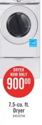 The Brick Samsung 7.5 cu. ft. front-load electric dryer - dve45t6005w/ac offer