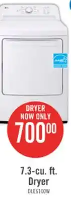 The Brick Lg 7.3 cu. ft. ultra large capacity electric dryer with sensor dry - dle6100w offer