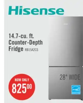 The Brick Hisense 14.7 cu. ft. counter-depth bottom-mount refrigerator - rb15a2cse offer