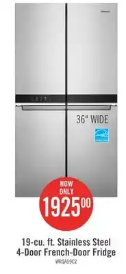 The Brick Whirlpool 19.4 cu. ft. 4-door french-door refrigerator - wrqa59cnkz offer