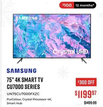 Canex Samsung 75 4k smart tv cu7000 series offer