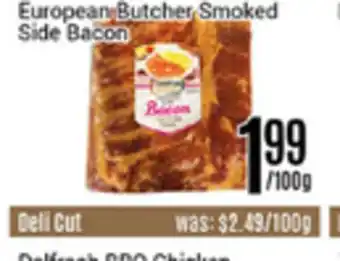 Nations Fresh Foods European butcher smoked side bacon offer