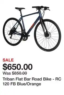 Decathlon Triban flat bar road bike - rc 120 fb blue/orange offer