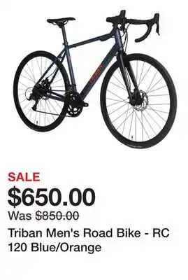 Decathlon Triban men's road bike - rc 120 blue/orange offer