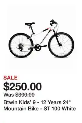 Decathlon Btwin kids' 9 - 12 years 24 mountain bike - st 100 white offer