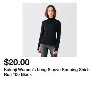 Decathlon Kalenji women's long sleeve running shirt- run 100 black offer