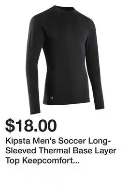Decathlon Kipsta men's soccer long-sleeved thermal base layer top keepcomfort 100 - black offer