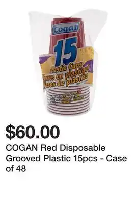 Dollarama Cogan red disposable grooved plastic 15pcs - case of 48 offer